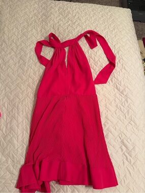Milly Hot Pink Tie-Neck Dress